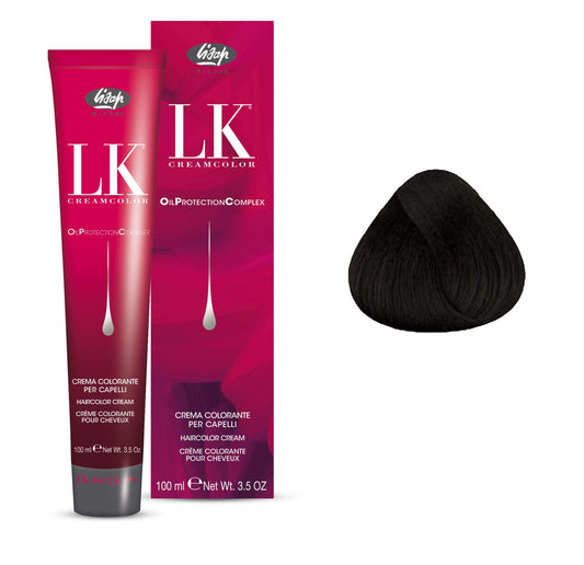 Lisap LK Oil Protection Complex Hair Color Cream, 100 ml./3.38 fl.oz. (2/0 - Very Dark Brown)