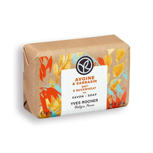 Yves Rocher Oat and Buckwheat Hand Soap Gentle Cleansing Solid Bar with Light Foam & Delicate Aroma – 80g / 2.8oz