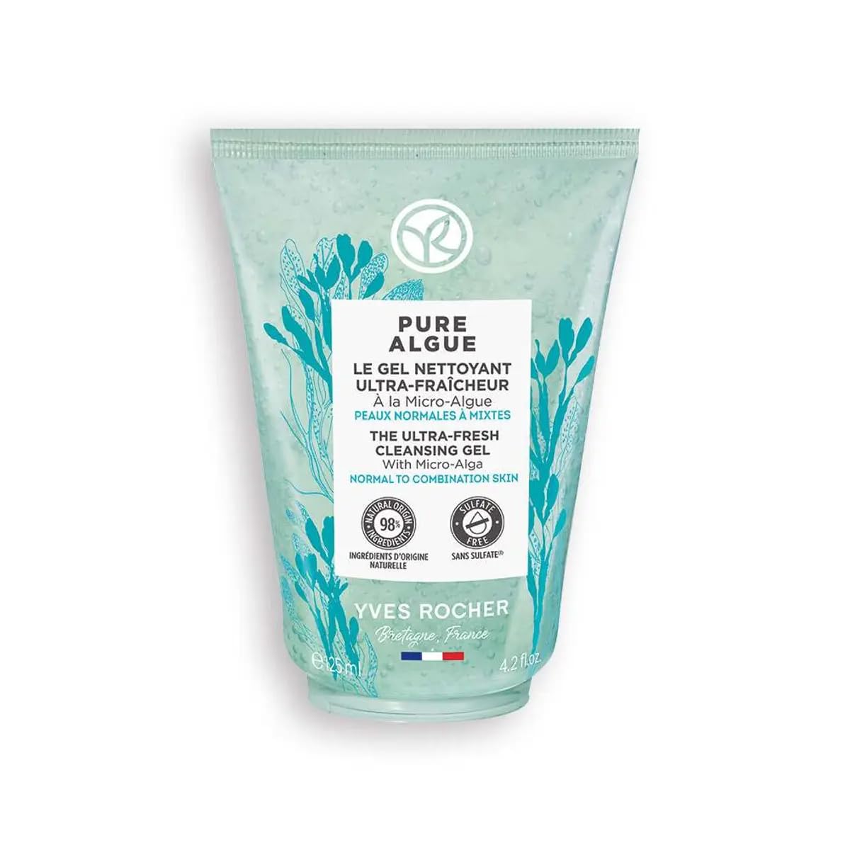 Yves Rocher Pure Algue Ultra Fresh Cleansing Gel Nourishing Moisturizing Alol Skin Types Women Men - 125 ml./4.2 fl.oz.