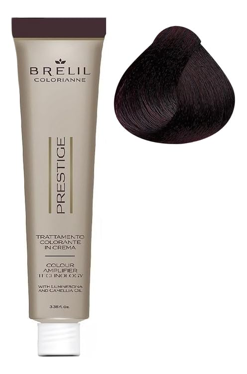 Brelil Colorianne Prestige Technologically Advanced Cream Dyeing Treatment Hydra Color Technology, Intense Purple Brown, 100 ml./3.38 fl.oz. (4/77)
