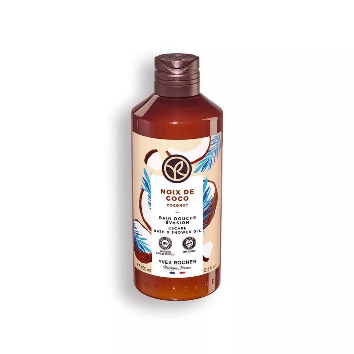 Yves Rocher Coconut Nourishing Shower Gel Bath & Body Routine Women Men Day Care 400 ml./13.5.oz.