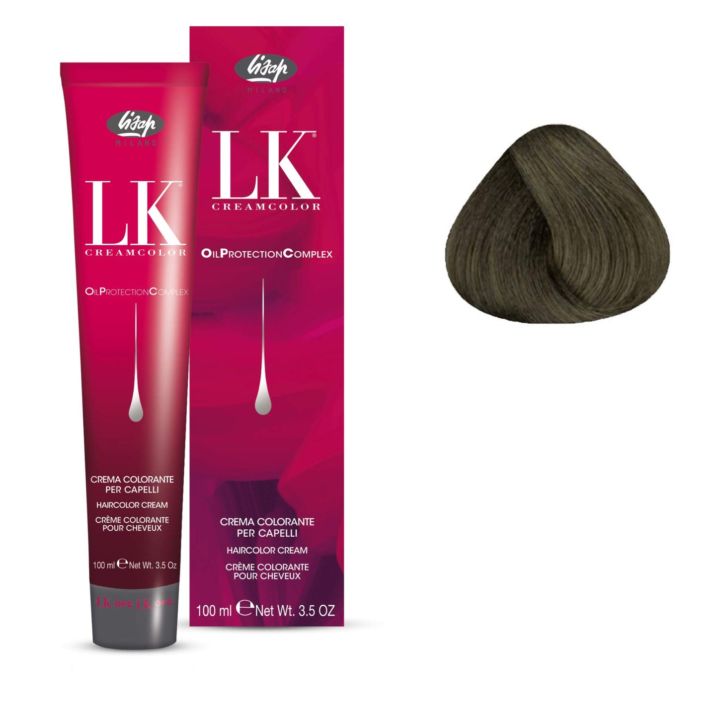 Lisap LK Oil Protection Complex Hair Color Cream, 100 ml./3.38 fl.oz. (6/28 - Dark Blonde Ash Pearl)
