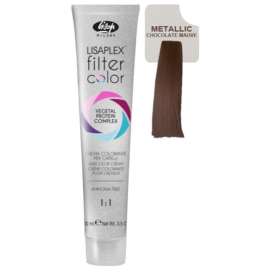 Lisap Lisaplex Filter Color Hair Color Cream, 100 ml./3.38 fl.oz. (Metallic Chocolate Mauve)