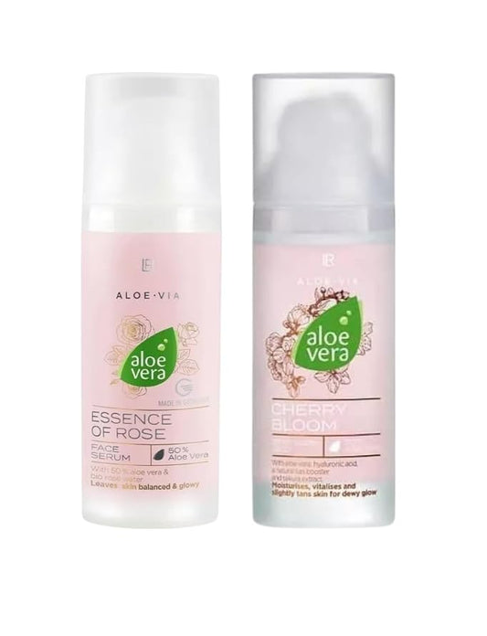 LR Health&Beauty Aloe Via Aloe Vera Essence of Rose Face Moisturizing Serum Cherry Bloom Refreshing Face Gel Set of 2-50 ml./1.7 fl.oz. 50 ml./1.7 fl.oz.