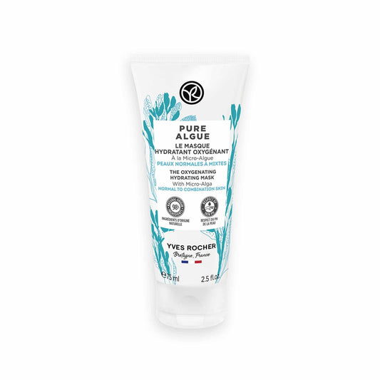 Yves Rocher The Oxygenating Hydrating Mask – Pure Algue | For Normal to Combination Skin | Moisturize & Revitalize | 2.5 fl oz