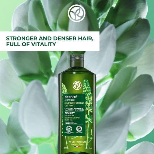 Yves Rocher Fortifying Shampoo - Density | Density Rescue to Cleanse Scalp & Strengthen Hair | 10.1 fl oz