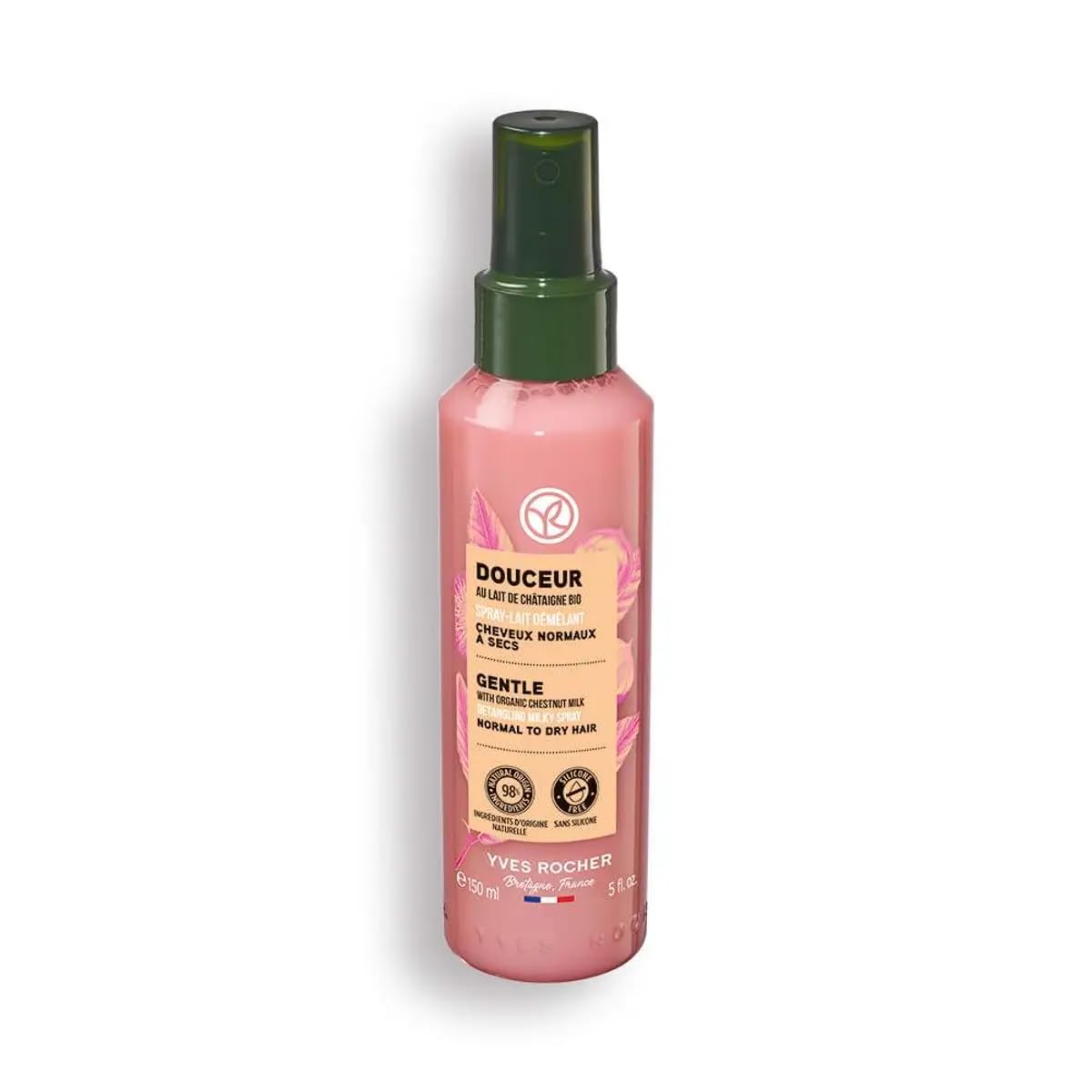 Yves Rocher Soft & Silky Hair Spray with Chestnut Milk Lightweight Leave-In Conditioner for Smooth Frizz-Free Hair Hair Mist for Easy Styling – 150 ml. / 5.07 fl.oz.