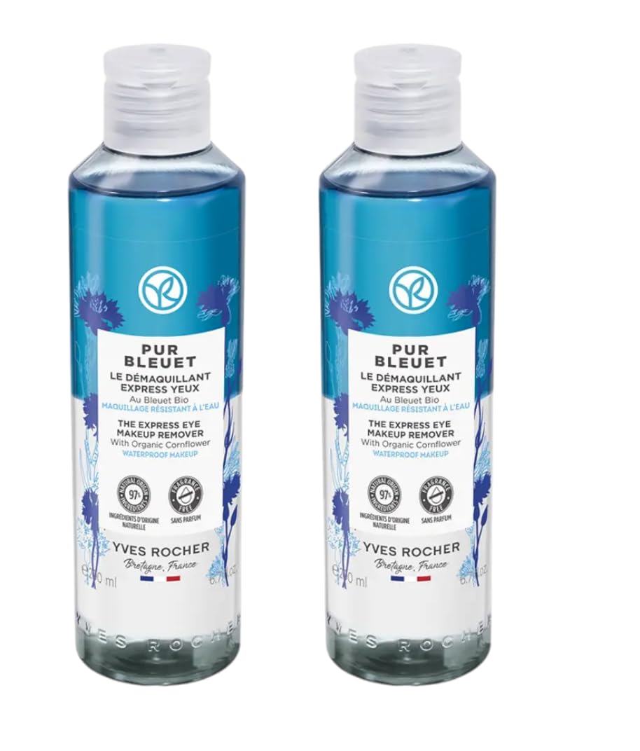 Yves Rocher Pur Bleuet Express Mooisturising Eye Makeup Remover Set of 2-200 ml./6.7 fl.oz.