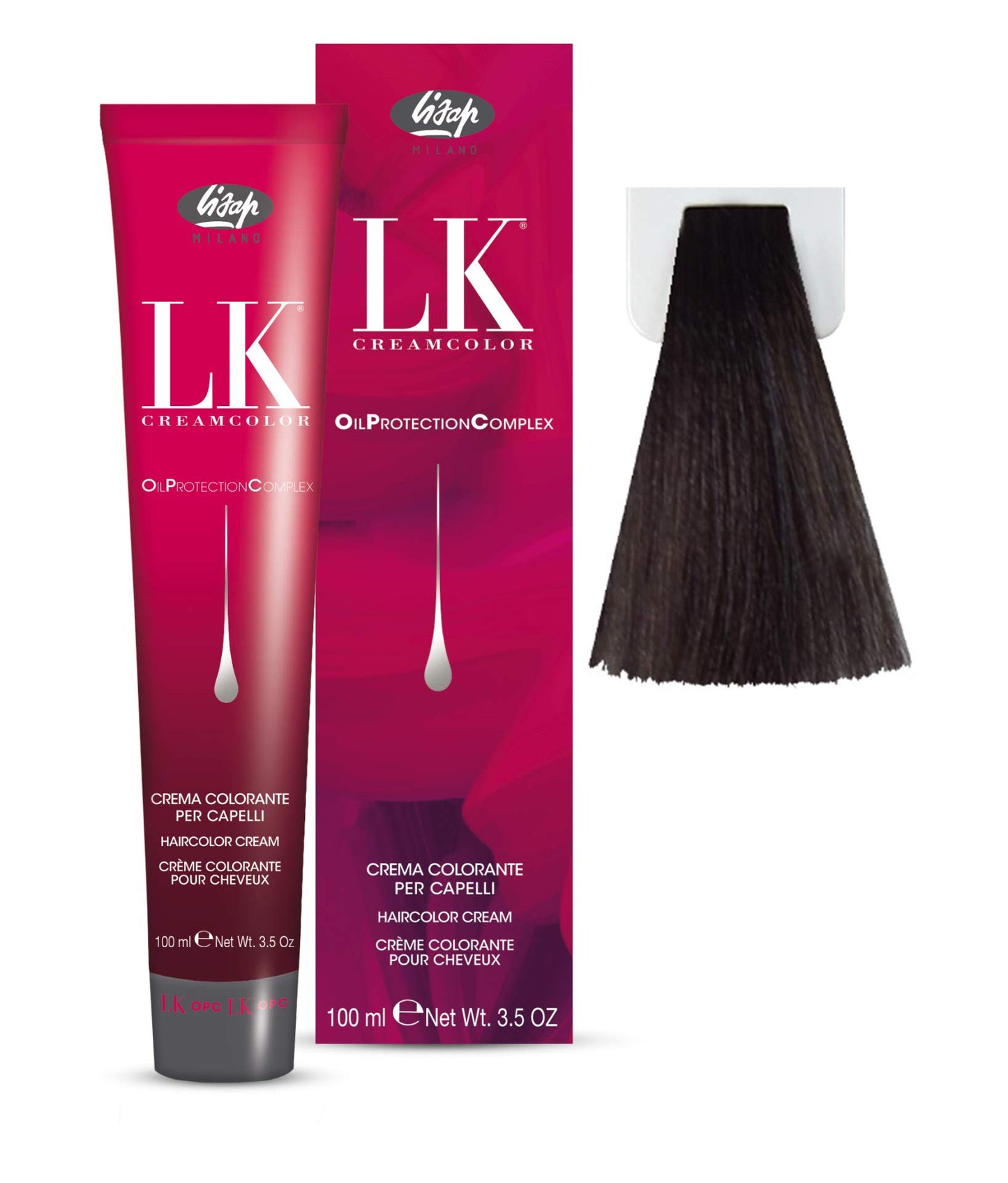 Lisap LK Oil Protection Complex Hair Color Cream, 100 ml./3.38 fl.oz. (5/28 - Light Brown Ash Pearl)
