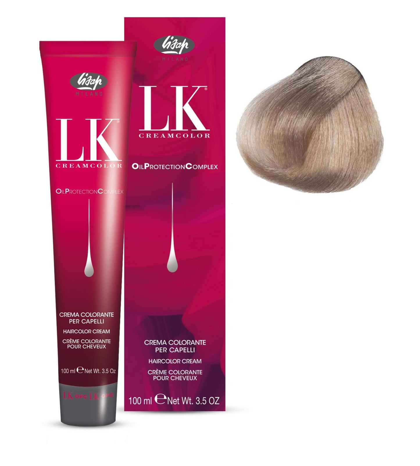 Lisap LK Oil Protection Complex Hair Color Cream, 100 ml./3.38 fl.oz. (9/2 - Very Light Ash Blonde)