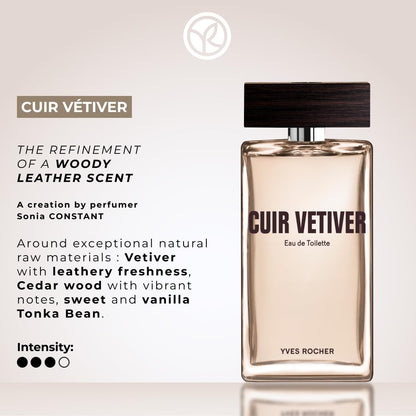 Yves Rocher Eau de Toilette for Men - Cuir Vetiver, 100 ml./3.3 fl.oz.