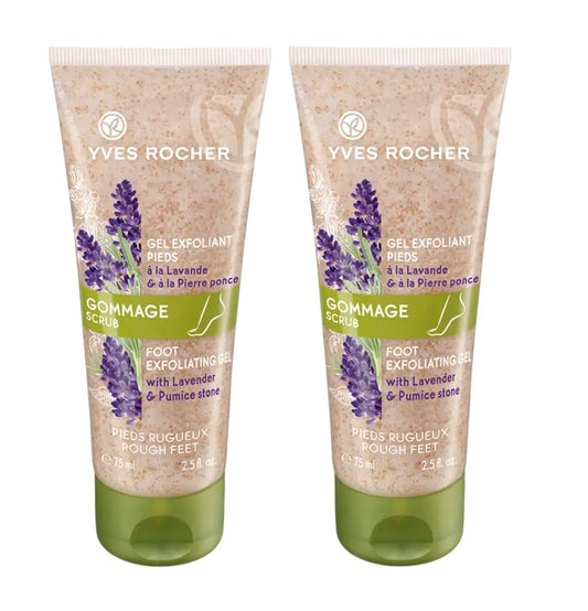 Yves Rocher Nourishing Smooth Legs Foot Scrub with Lavender Oil 75 ml./2.5 fl.oz. Set of 2 Best Gift Kit