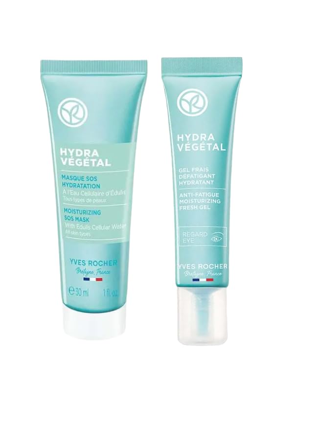 Yves Rocher Hydra Vegetal SOS Face Mask Deep Skin Hydration Moisturizing Gel Eye Contour Set of 2-30 ml./1 fl.oz.