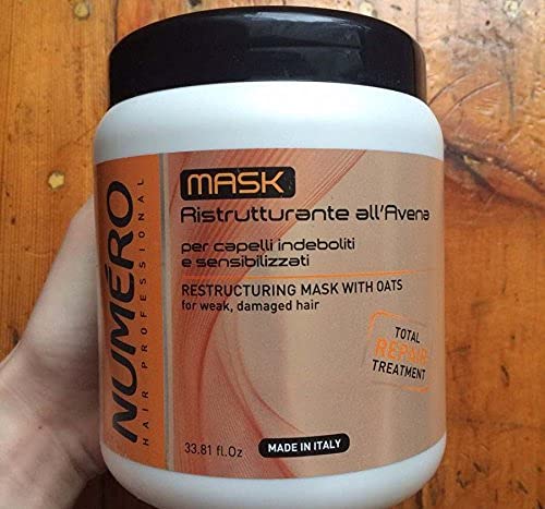 BRELIL Numero Restructuring Cream Mask Hair with Oat Extracts (33.81 fl.oz)