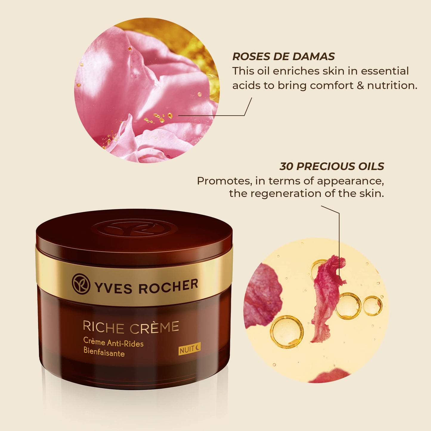 Yves Rocher Comforting Anti-Wrinkle Riche Crème Night | Soften & Smooth Skin | 1.7 fl oz