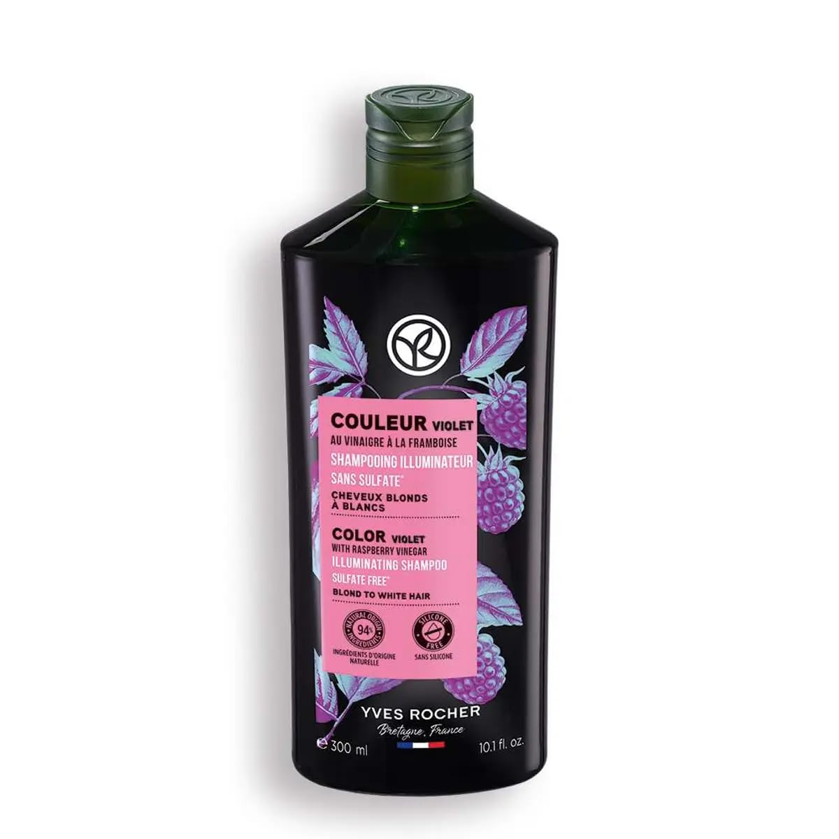 Yves Rocher Purple Shampoo for Blonde and Light Hair Protection, Shine, and Even Tone - 300 ml./10.1 fl.oz.