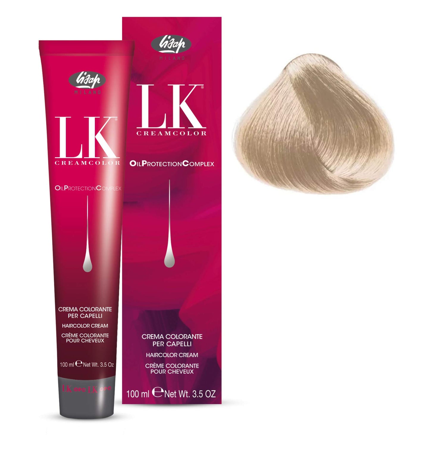 Lisap LK Oil Protection Complex Hair Color Cream, 100 ml./3.38 fl.oz. (11/02 - Extra Lightened Lightest Ash Blonde)