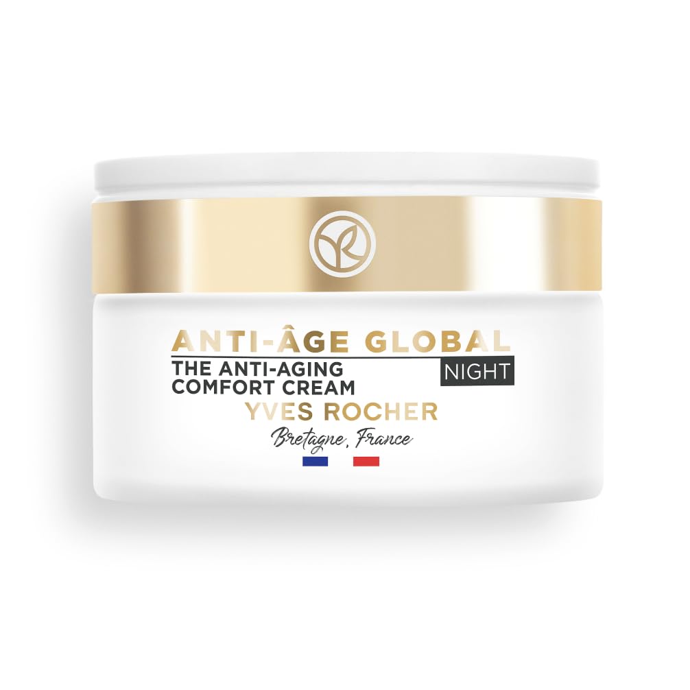 Yves Rocher Anti-Aging Comfort Night Cream | Smooth & Enhance Skin Radiance | 1.7 fl oz