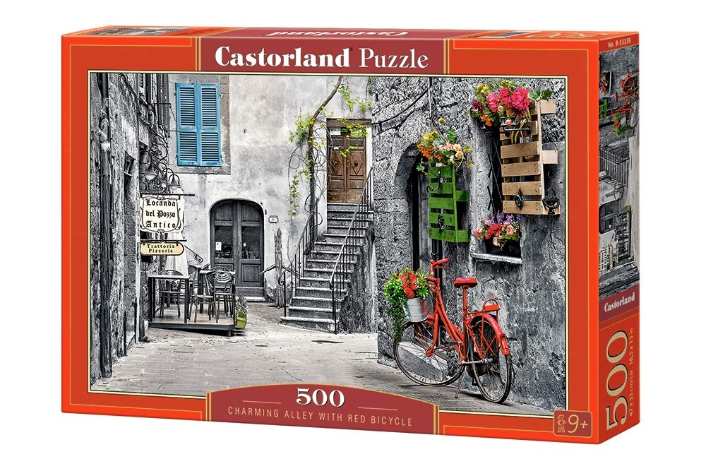 Castorland Puzzle 500 Pieces, Charming Alley with Red Bicycle - В-53339