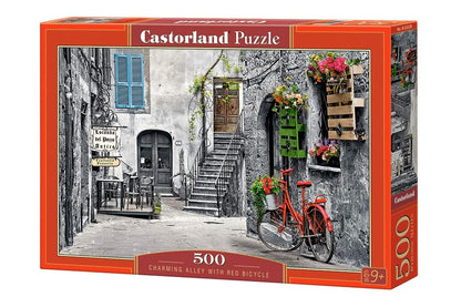 Castorland Puzzle 500 Pieces, Charming Alley with Red Bicycle - В-53339