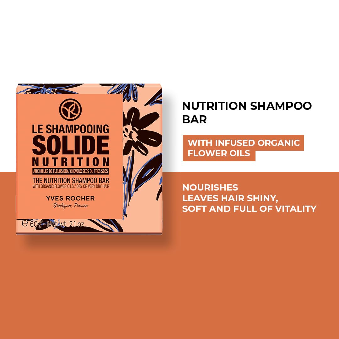 Yves Rocher The Nutrition Shampoo Bar ? Flower Oils ? Dry or Damaged Hair ? 60g ? 1 Ct