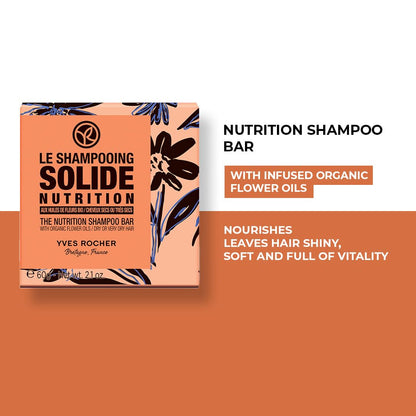 Yves Rocher The Nutrition Shampoo Bar ? Flower Oils ? Dry or Damaged Hair ? 60g ? 1 Ct