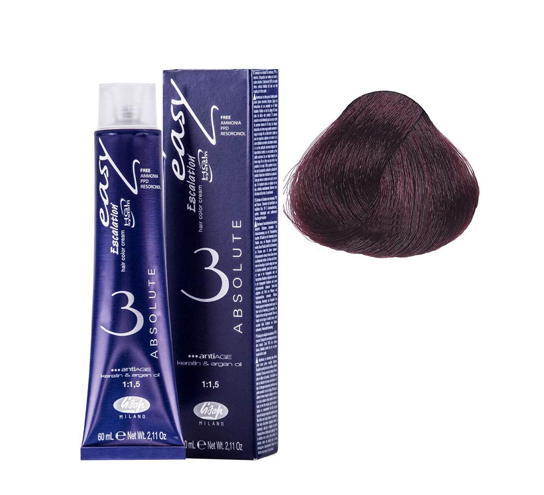 Lisap Easy Absolute 3 Hair Color Cream, 60 ml./2 fl.oz. (44/48 - Mahogany Violet Light Brown)