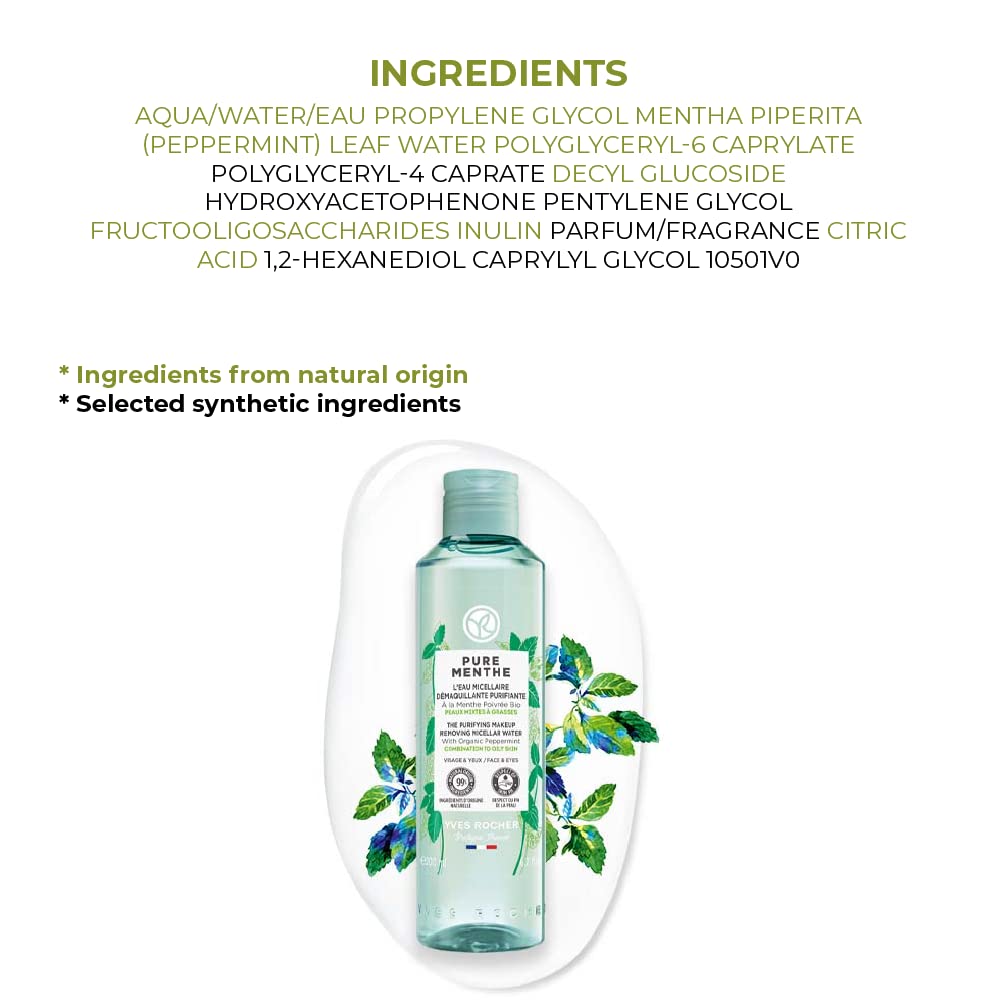Yves Rocher Pure Menthe Purifying Makeup Removing Micellar Water, 200 ml./6.7 fl.oz.