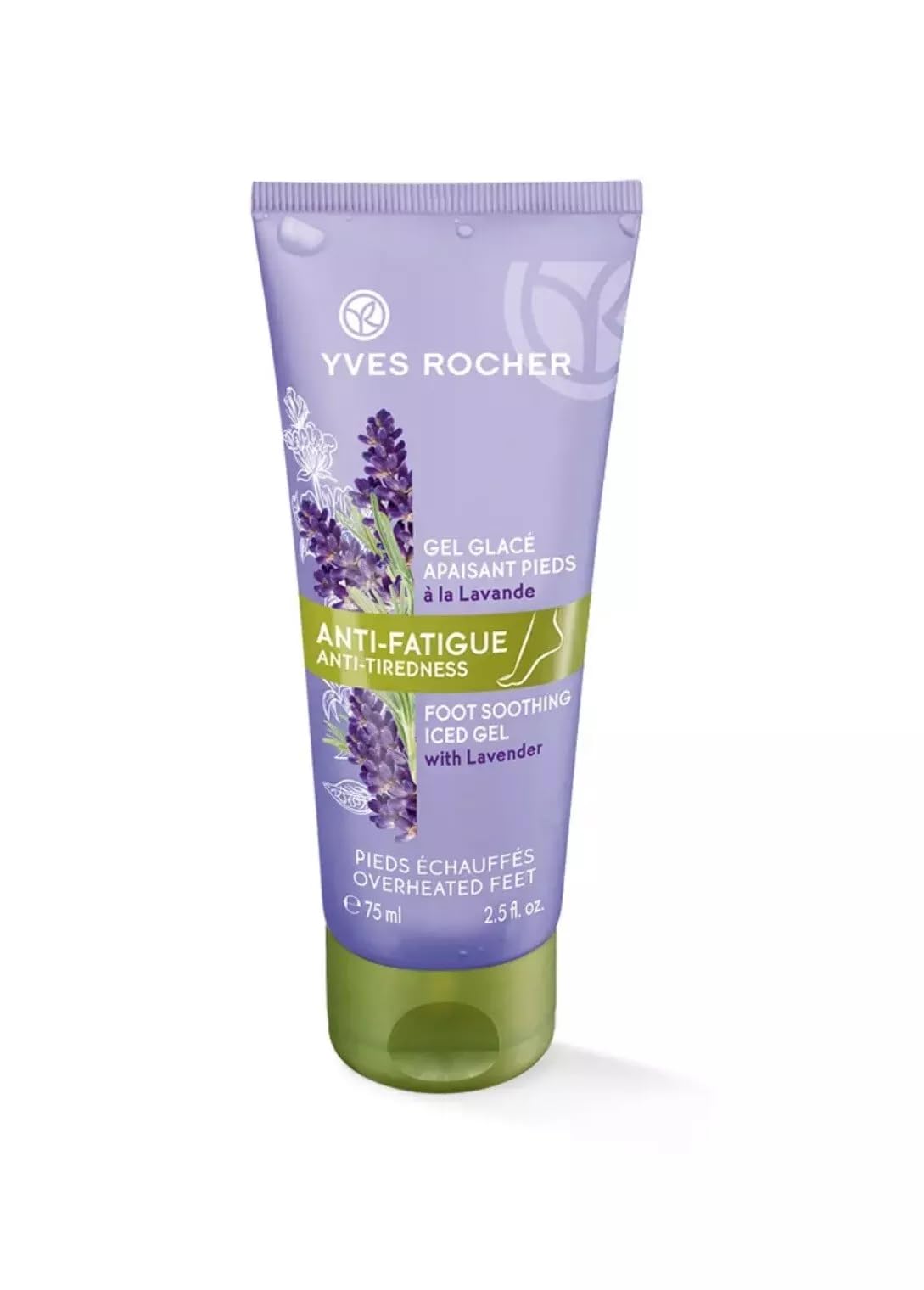 Yves Rocher Lavender-Infused Foot Soothing Iced Gel Moisturizing Feet All Skin Types Women Men - 75 ml./2.5 fl.oz.