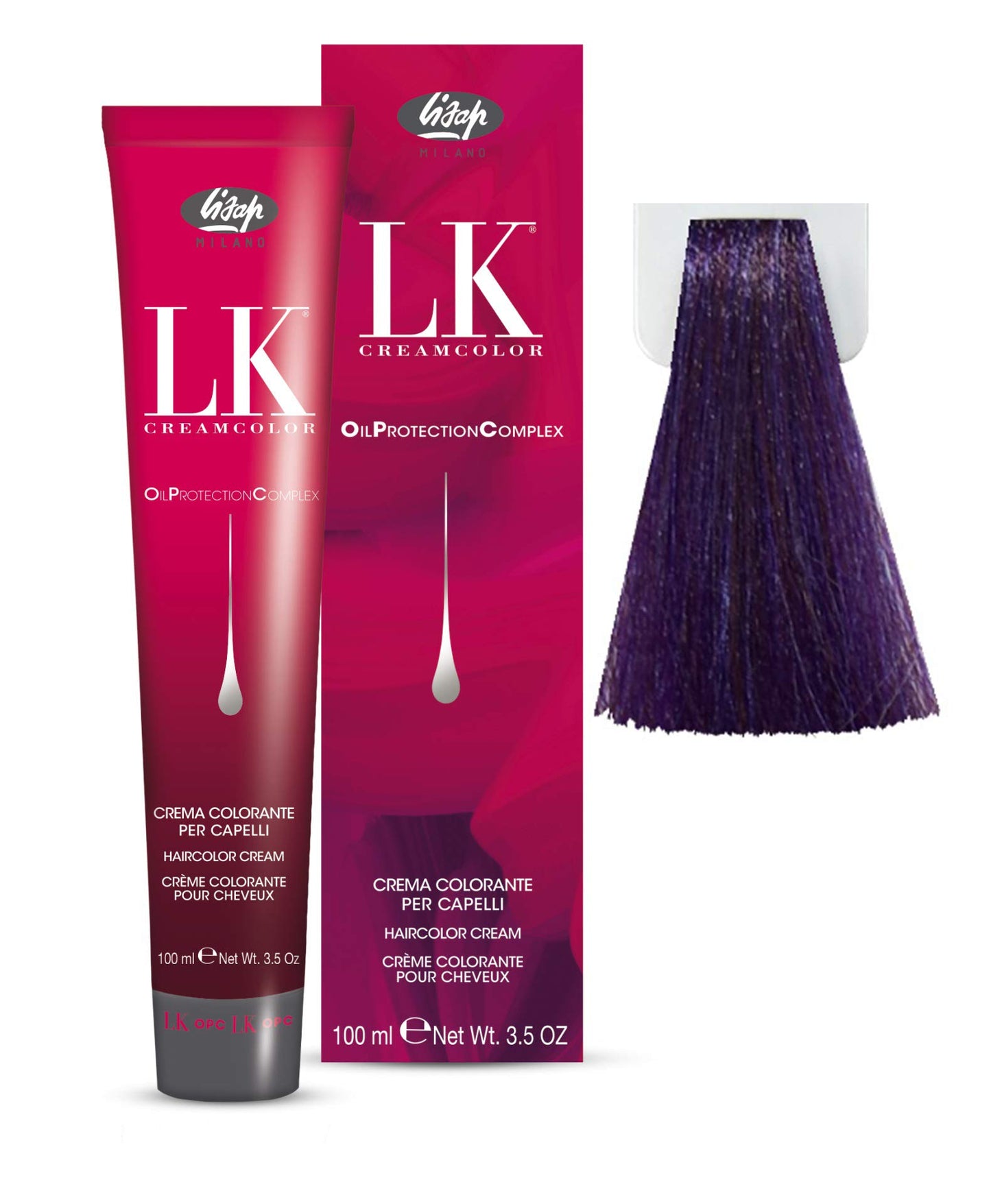 Lisap LK Oil Protection Complex Hair Color Cream, 100 ml./3.38 fl.oz. (6/88 - Dark Blonde Vibrant Violet)