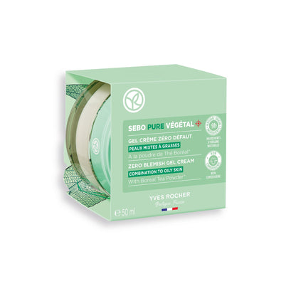 Yves Rocher Sebo Pure Vegetal Gel Cream Zero Blemish Boreal Tea Power Combination Oily Skin Solution - 50 ml. / 1.7 fl.Oz.