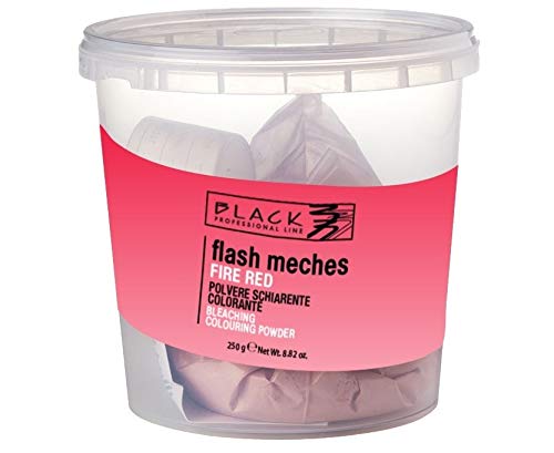 Black Professional Line Flash Meches - Tinting Bleaching Powder, 250 g. (Fire Red)